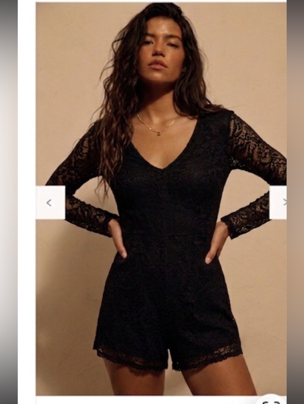 Black Lace Long Sleeve Romper VNeck Small- Whimsigoth, Romantic, Noir Essentials